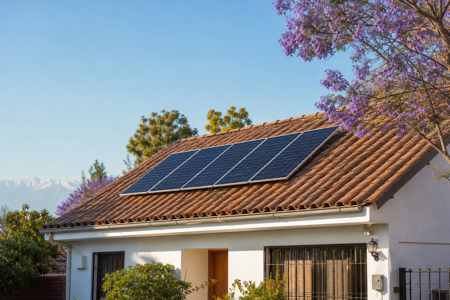 Instalación solar de 2 kWp en casa familiar chilena