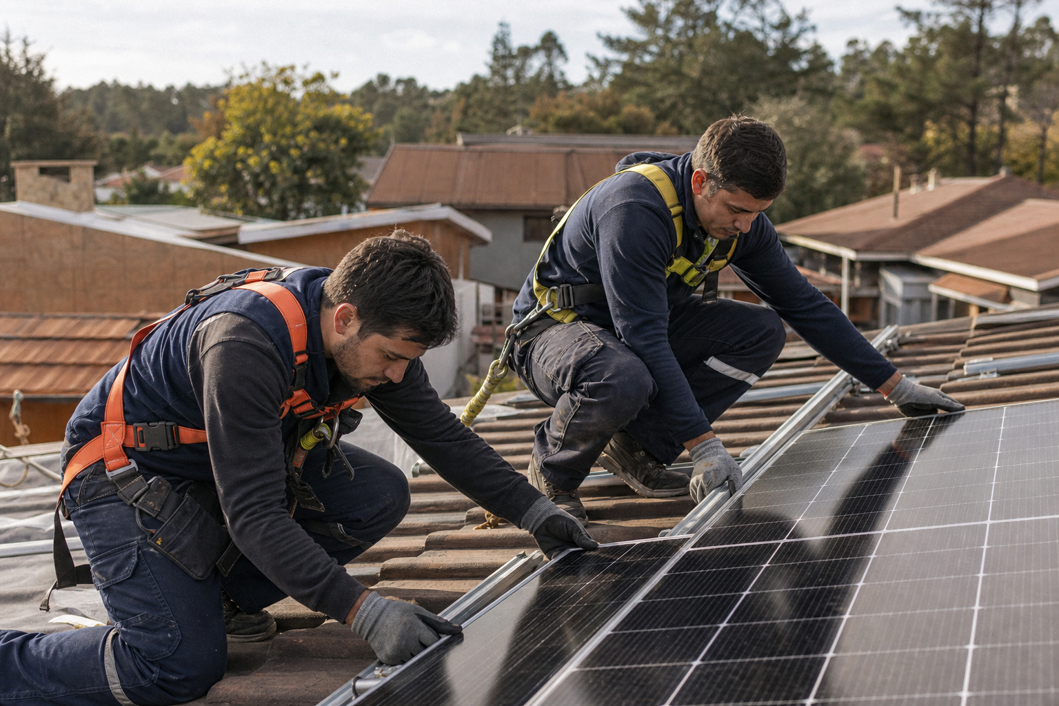 Equipo de HSolar instalando paneles solares